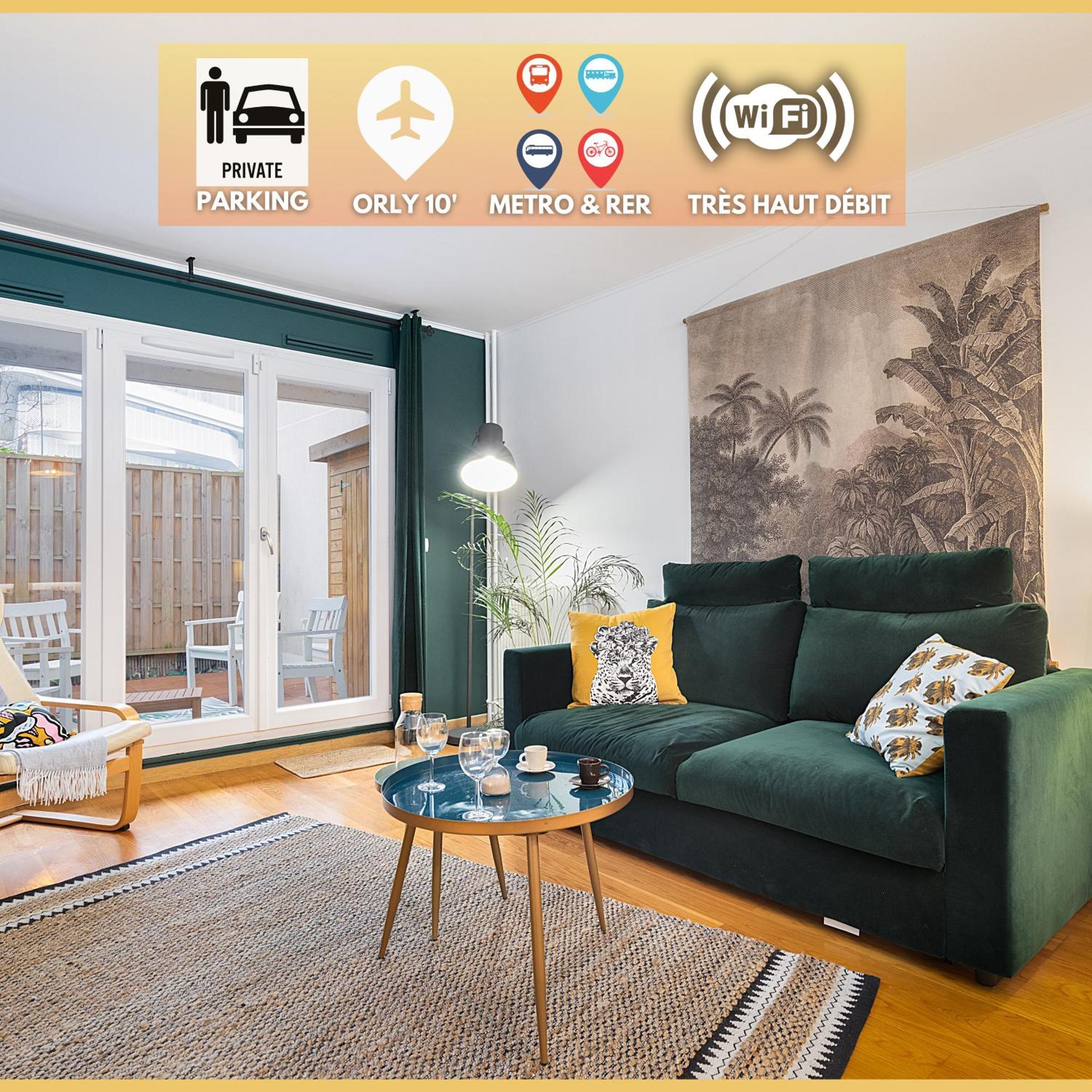 Cosy'N Paris - Parking Secure - Metro 14 - Wifi - Terrace - Premium Bedding Apartment Жантили Екстериор снимка